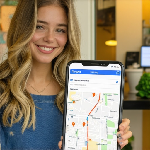 Optimizing GMB in Coastal Virginia Business owner updating Google My Business profile with local maps in Coastal Virginia
