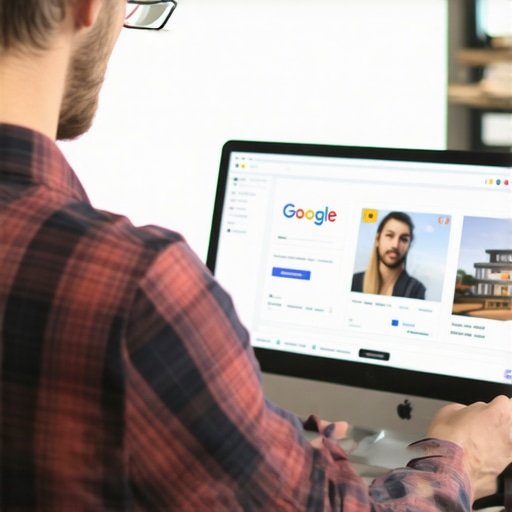 Person updating Google My Business profile on a laptop