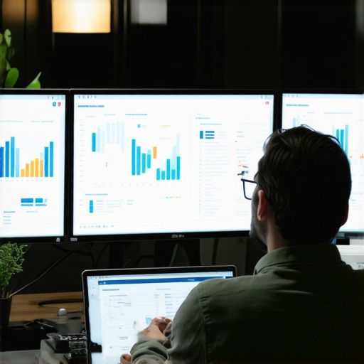 Digital marketer examining charts and maps for Virginia Beach local SEO performance.