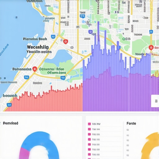 Close-up of a computer screen with SEO analytics focusing on local map performance in Virginia Beach