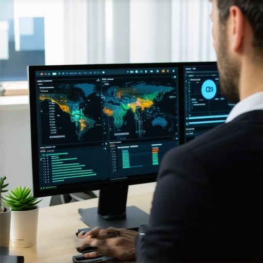 Person analyzing SEO and local map tools on a laptop