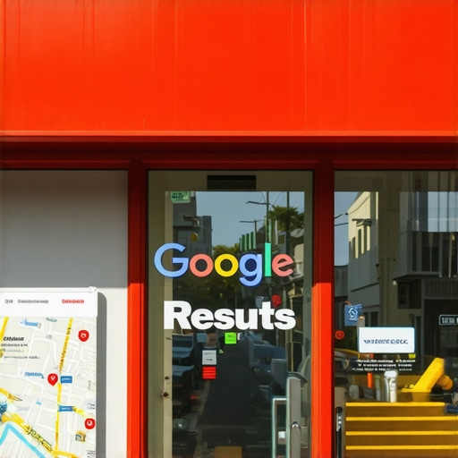 A busy Virginia Beach storefront with a Google Maps interface overlay showing local search rankings.