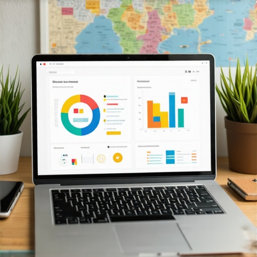 Digital Marketing Tools for Local SEO Laptop displaying SEO analytics with Virginia Beach map and marketing tools.