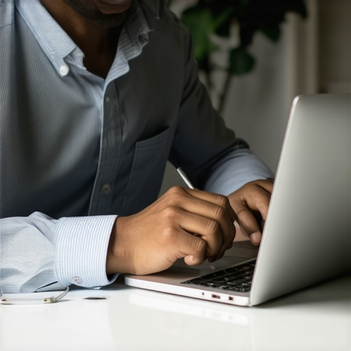 Close-up of a person working with SEO dashboards on a laptop, showcasing citation and backlink analysis