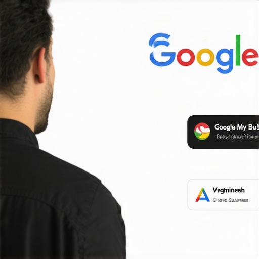 A marketing professional updating local maps and SEO details on a computer monitor.