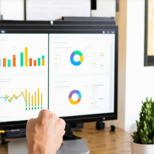 Marketing professional reviewing local SEO performance on a digital dashboard