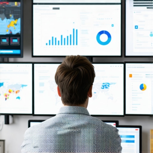 Digital marketer reviewing local SEO performance on computers in an office