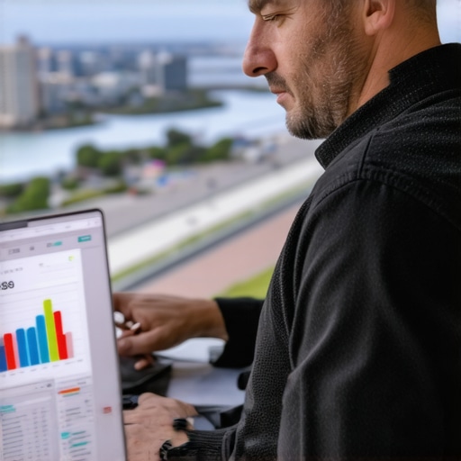 Person analyzing SEO data for Virginia Beach business on laptop