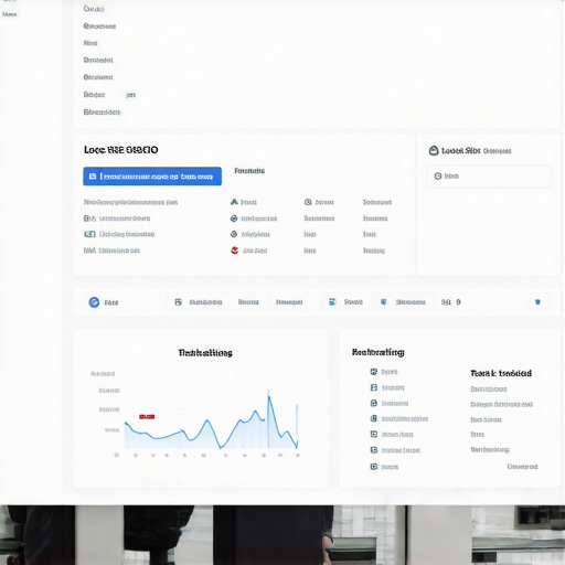 A person analyzing local SEO performance on a computer screen with various analytics charts.
