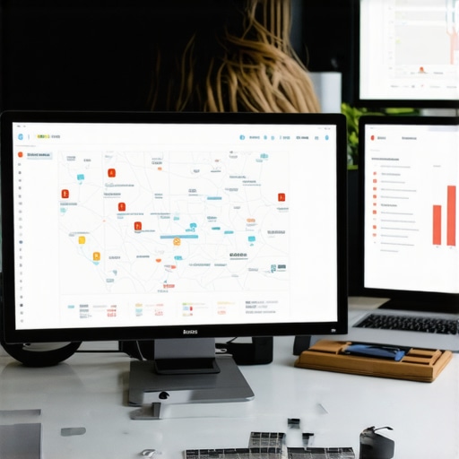 A person reviewing local SEO analytics on a computer screen with Virginia Beach maps and reports