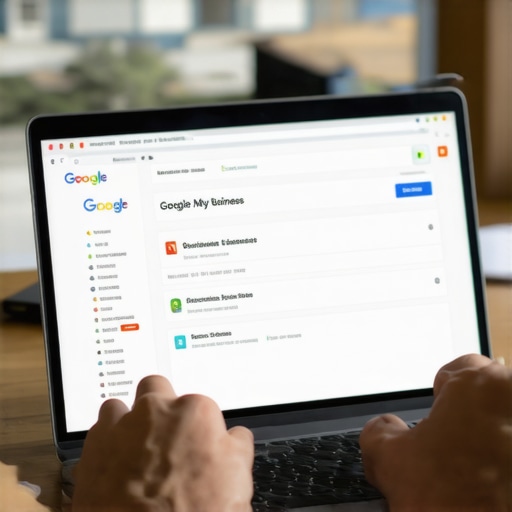 Person editing Google My Business profile amidst Virginia Beach scenery.