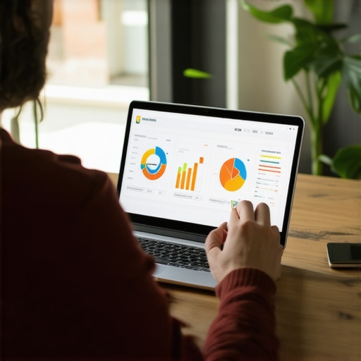 Person reviewing SEO analytics on a laptop for local map optimization.