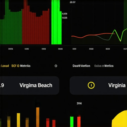 A digital marketing dashboard displaying local SEO analytics for Virginia Beach businesses.